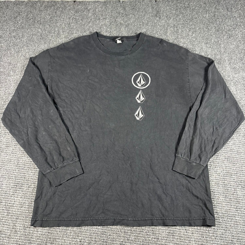 Volcom Long Sleeve T-Shirt Mens XL Black Good Triple Logo Graphic Skate Tee